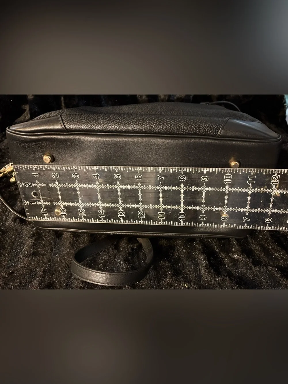 Black Coach Pebbled Leather Satchel with Gold-Tone Hardware